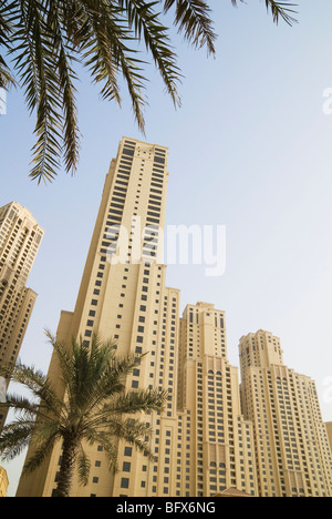 Sand coloured towers of Jumeirah Beach Residence, Dubai Stock Photo