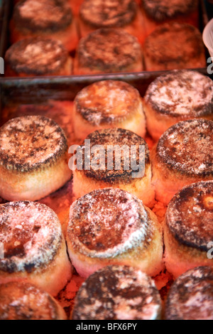 Baked riccotta, Palermo food market, Sicily Stock Photo