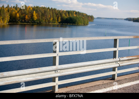 Road bridge parapet , Finland Stock Photo