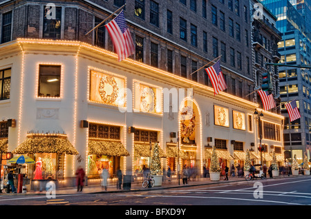 Christmas Windows at Lord & Taylor New York City Fifth Avenue Stock Photo
