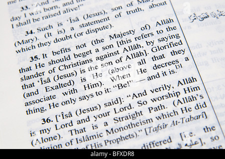 Jesus described as the Son of Allah in The Noble Qur'an Stock Photo