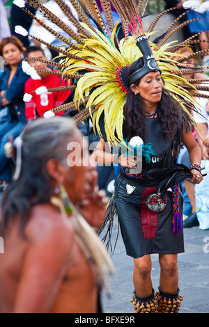 Aztec Dancers in Plaza de la Constitucion in Mexico City Stock Photo