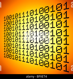 binary code type face projected on screen Stock Photo