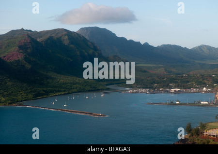 Aerial photo of Nawiliwili Harbor, Kauai, Hawaii Stock Photo