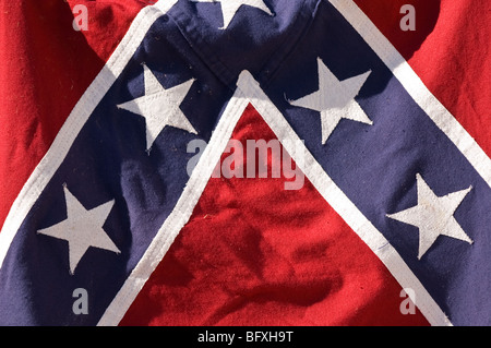 Scenes from a Civil War re-enactment of the Battle of Gettysburg, Moorpark, California; a Confederate flag Stock Photo