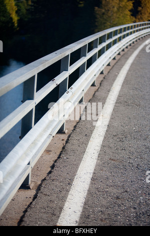 Road bridge metal parapet , Finland Stock Photo