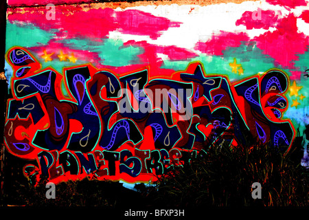 Thai graffiti art , many colours , Pattaya , Thailand Stock Photo