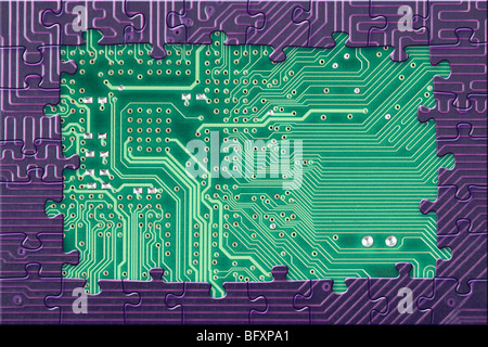 Abstract frame from electronic circuit board puzzle Stock Photo