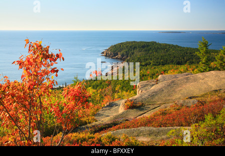 Otter Cliff seen from Gorham Mountain Trail, Acadia National Park, Maine Stock Photo