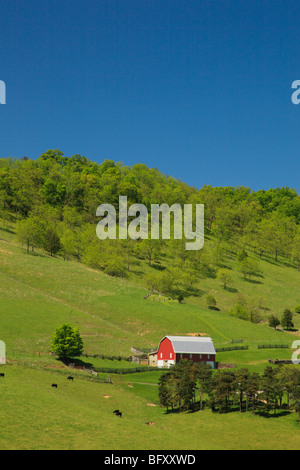 Farm in Germany Valley at the base of Spruce Mountain, Judy Gap, West Virginia  Stock Photo
