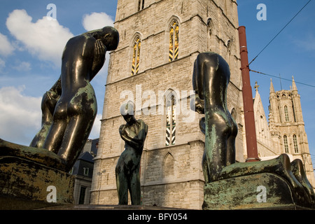 Sculpture outside Belfort - Belfry, Ghent, Belgium, Europe Stock Photo