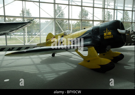 Granville Brothers Gee Bee Z 'City of Springfield' on display in the Great gallery of the Museum of Flight, Boeing Field Seattle Stock Photo