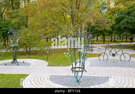 forged figures in public 'Park of forged figures' in center of Donetsk City (Ukraine) Stock Photo