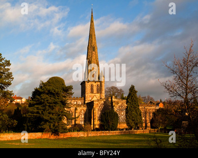 St Oswald's Church in Ashbourne in the Peak District Derbyshire England  photographed in autumn sunshine Stock Photo