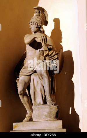 Statue depicting Greek warrior on Brandenburger Tor (Brandenburg Gate), Berlin. Stock Photo