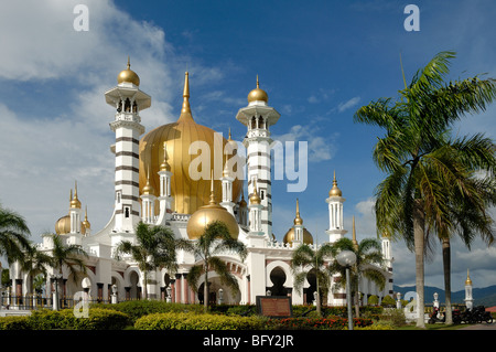 Golden Domes & Minarets of Masjid Ubudiah or Ubudiah Royal Mosque (1917), by Arthur Benison Hubback, Kuaka Kangsar, Perak, Malaysia Stock Photo