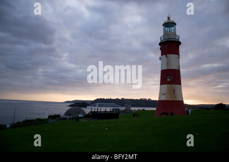 Smeatons Tower Lighthouse on the Hoe in Plymouth, Devon. Stock Photo