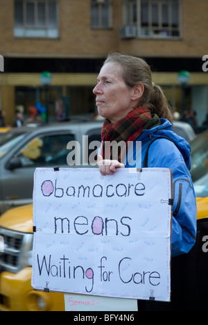 Opponents of health care reform rally in Columbus Circle  in New York Stock Photo