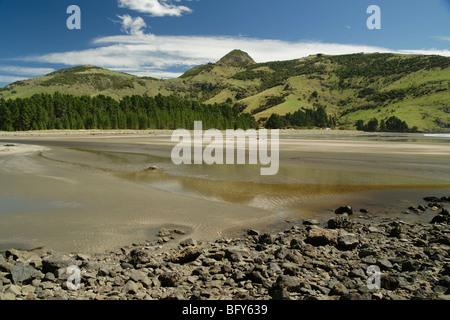 Le Bons Bay, Banks Peninsula, New Zealand Stock Photo