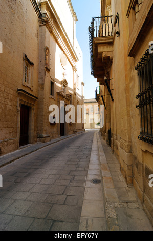 A street in the silent city of Mdina, Malta. Stock Photo