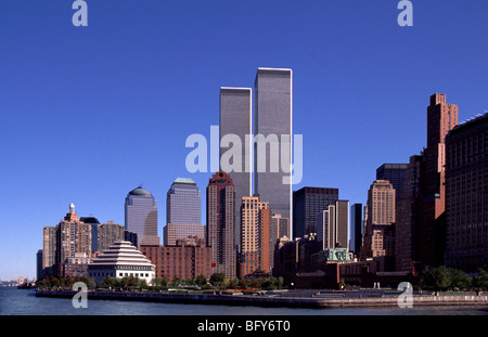New York skyline with World Trade Center buildings featured Stock Photo