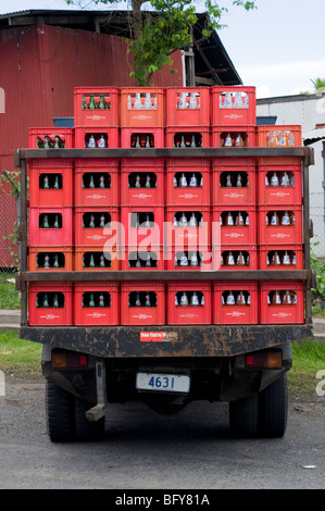 coke bottles in crate on back of truck Stock Photo