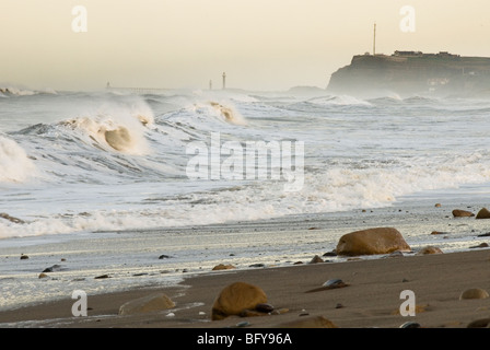 Stormy seas off Whitby, North Yorkshire, England, UK Stock Photo