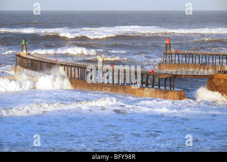 Stormy seas off Whitby, North Yorkshire, England, UK Stock Photo