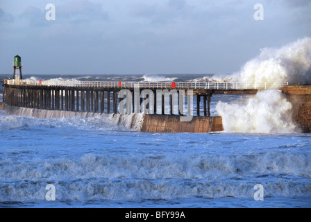 Stormy seas off Whitby, North Yorkshire, England, UK Stock Photo