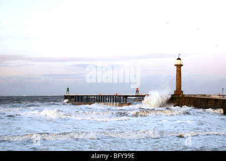 Stormy seas off Whitby, North Yorkshire, England, UK Stock Photo