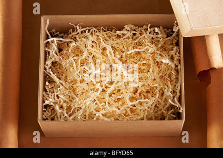 Overhead view of an empty cardboard box Stock Photo
