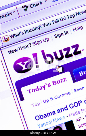 Macro screenshot of Yahoo! Buzz - the internet giant's news recommendation service. Editorial use only. Stock Photo