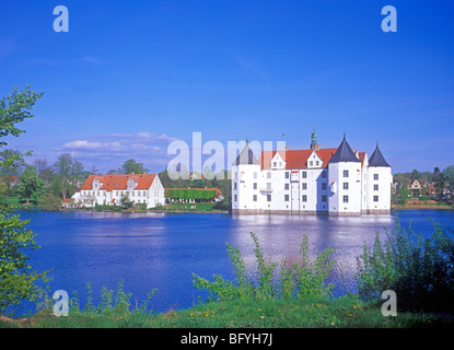 moated Gluecksburg Castle, Schleswig-Holstein, Northern Germany Stock Photo