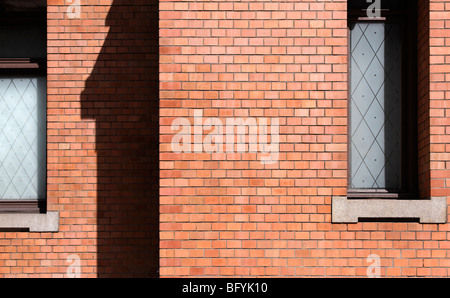 Red brick wall with windows