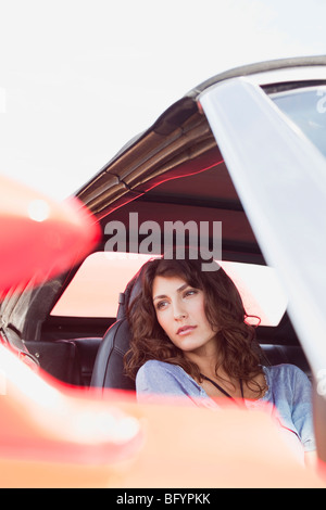 woman sitting in car Stock Photo