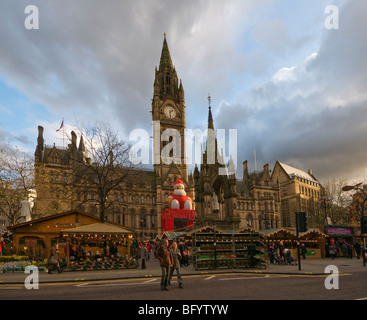 German Market Christmas, Manchester Town Hall Albert Square Greater Manchester England