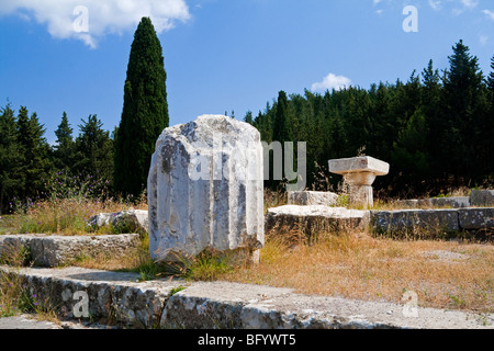 View of the Asklepieion a healing temple sacred to the god Asclepius on the Greek island of Kos in the Dodecanese Stock Photo