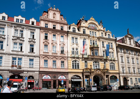 Prague, Czech Republic. Buildings in Old Town Square Stock Photo