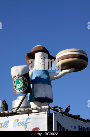 Mascot on top of concession stand / snack bar, Coney Island, Brooklyn, NY Stock Photo