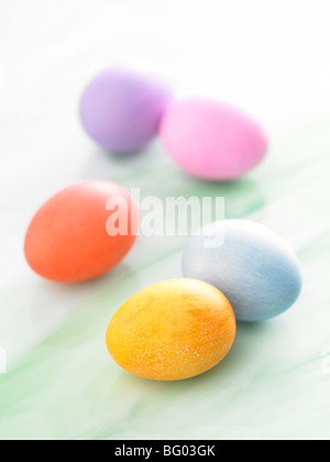 Easter eggs on green background Stock Photo
