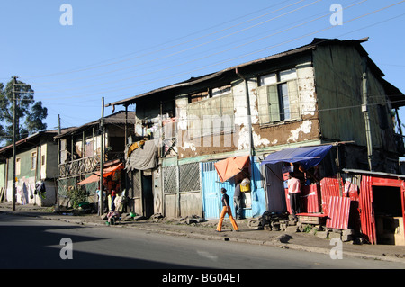 Addis Ababa Ethiopia Africa poor neighborhood and homes with local ...
