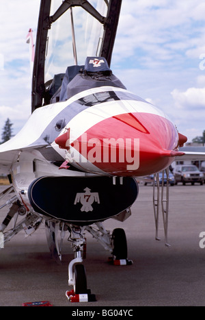 Abbotsford International Airshow, BC, British Columbia, Canada - Thunderbirds US Air Force F-16 Fighter Jet Aircraft on Display Stock Photo