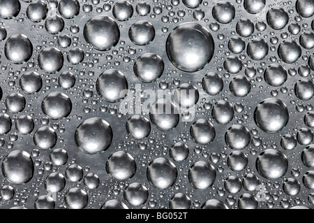 water drops on stainless steel surface Stock Photo