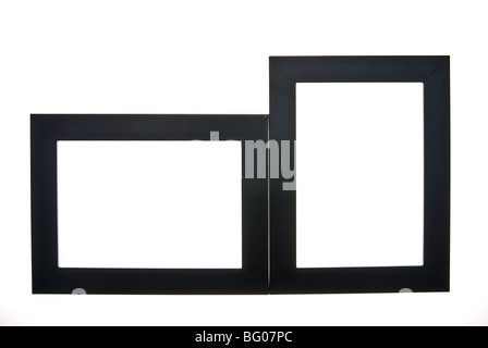 two wooden black frames isolated on the white background Stock Photo