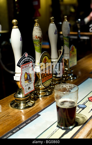 A pint of real ale on the bar of a public house in Essex. Stock Photo