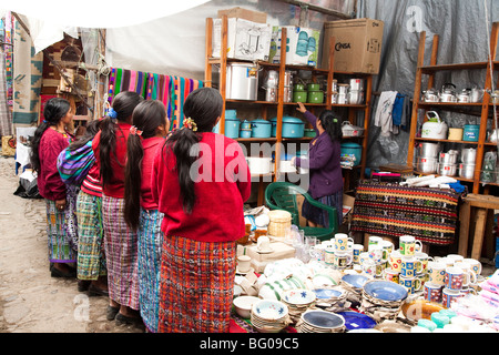 Stalls at the market of Chichicastenango Guatemala. Stock Photo
