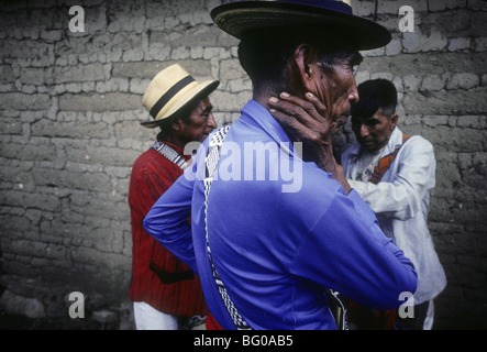 Men having a conversation in Joyabaj, Guatemala Stock Photo