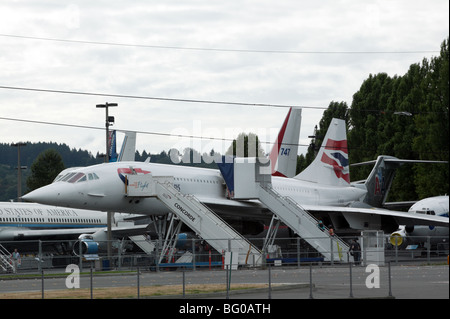 Concorde on static display in the Airpark section of  the Museum of Flight, Boeing Field, Seattle Stock Photo