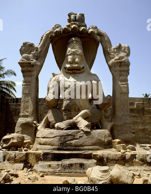 Image of Narasimha in Hampi, UNESCO World Heritage Site, Karnataka, India, Asia Stock Photo