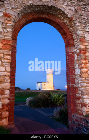 Hunstanton lighthouse through the St.Edmund's Memorial Chapel Archway Stock Photo